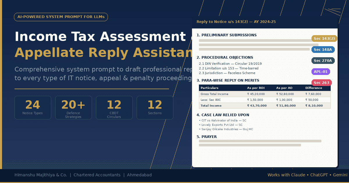 Income Tax Assessment & Appellate Reply Assistant