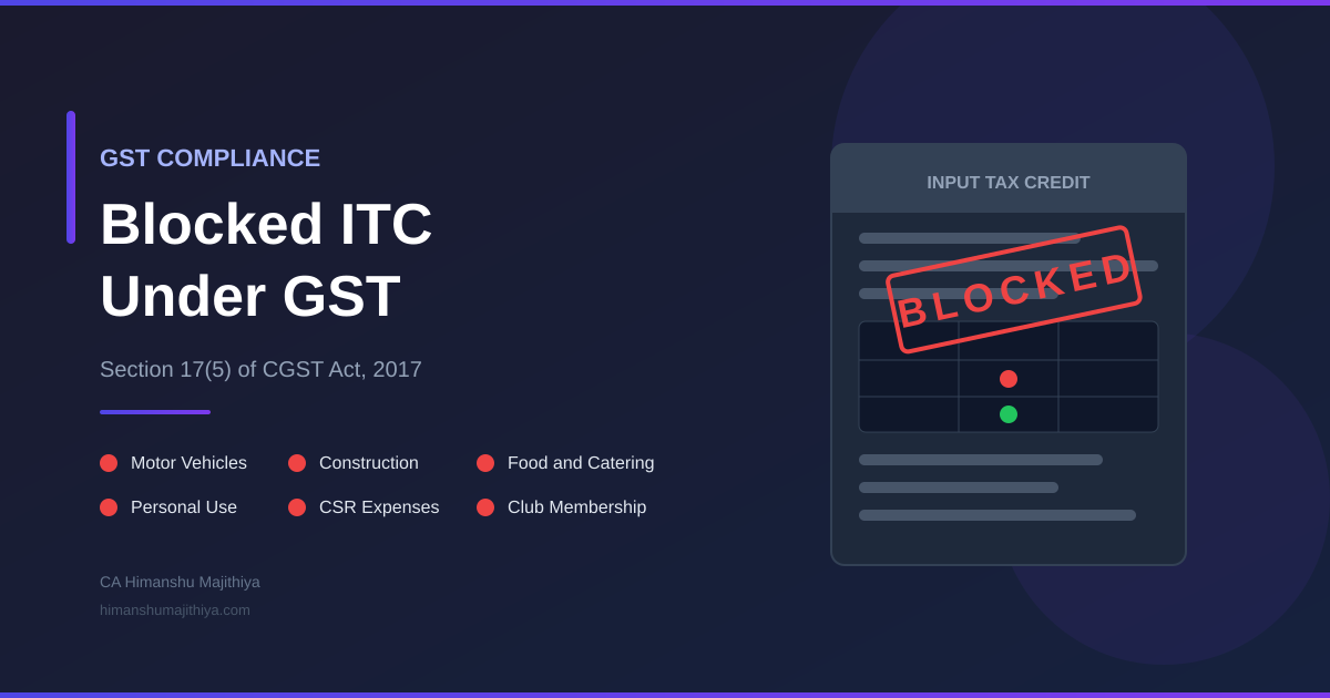 Blocked ITC Under GST